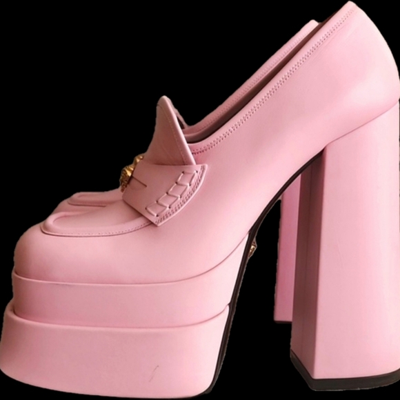 Versace Shoes - Versace Intrico Platform Loafers Pink Size 40